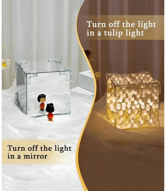 Tulip Glow Cube Lamp – Color-Changing LED Night Light for Room Decor