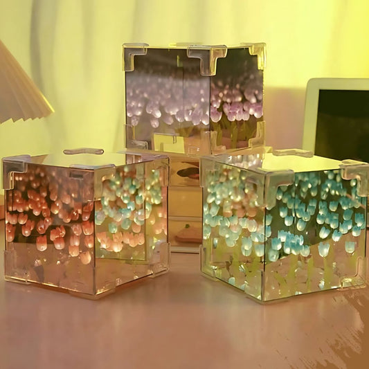 Tulip Glow Cube Lamp – Color-Changing LED Night Light for Room Decor